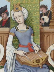 Lady playing a dulcimer