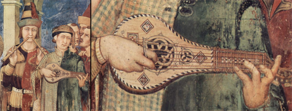 detail of the musicians and the instrument